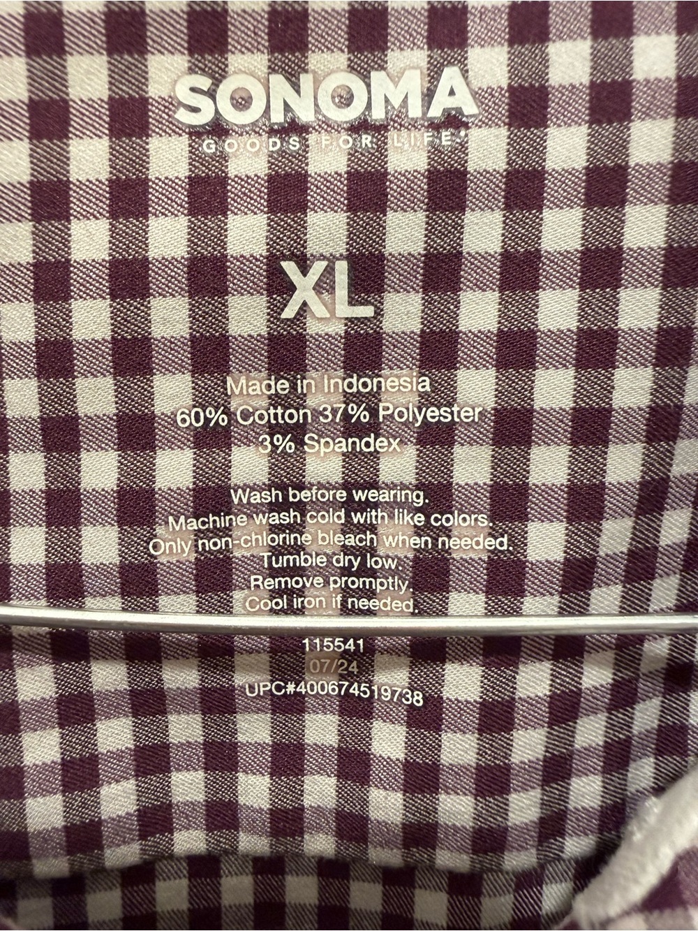 Sonoma Men's Plum and White Gingham Button-Down Shirt